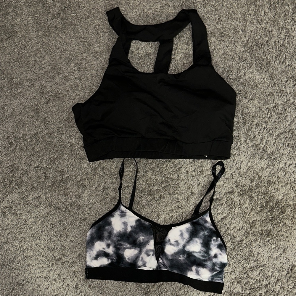Black and Tie-Dye Women's Sports Bra Set